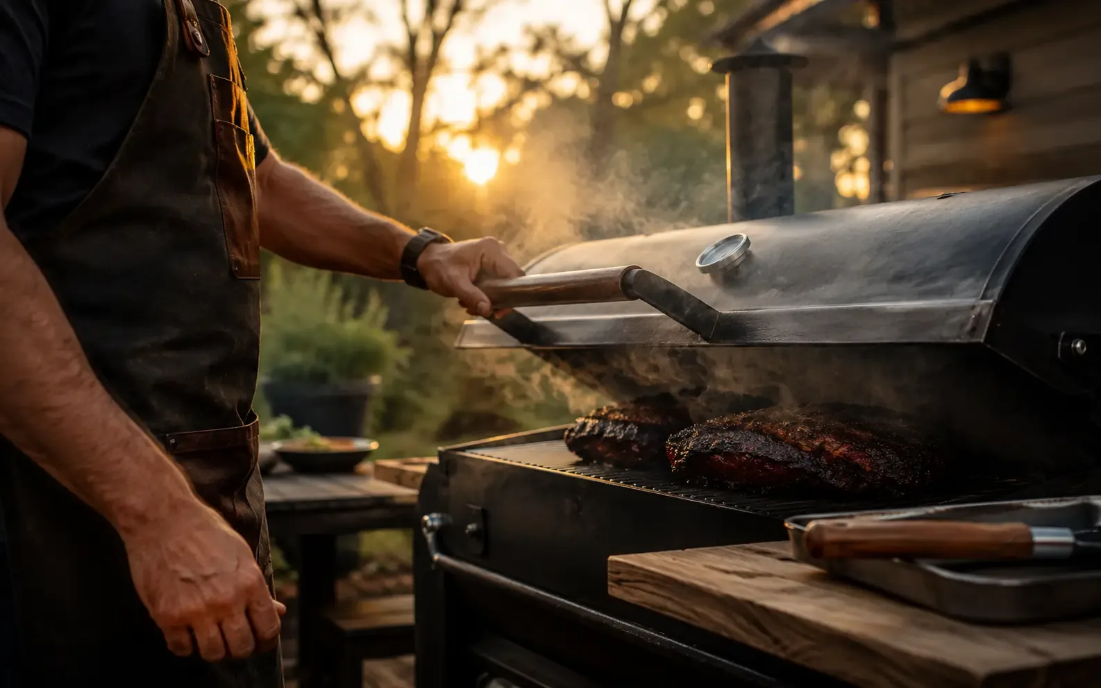 Backyard smoker with clean smoke for learning BBQ techniques