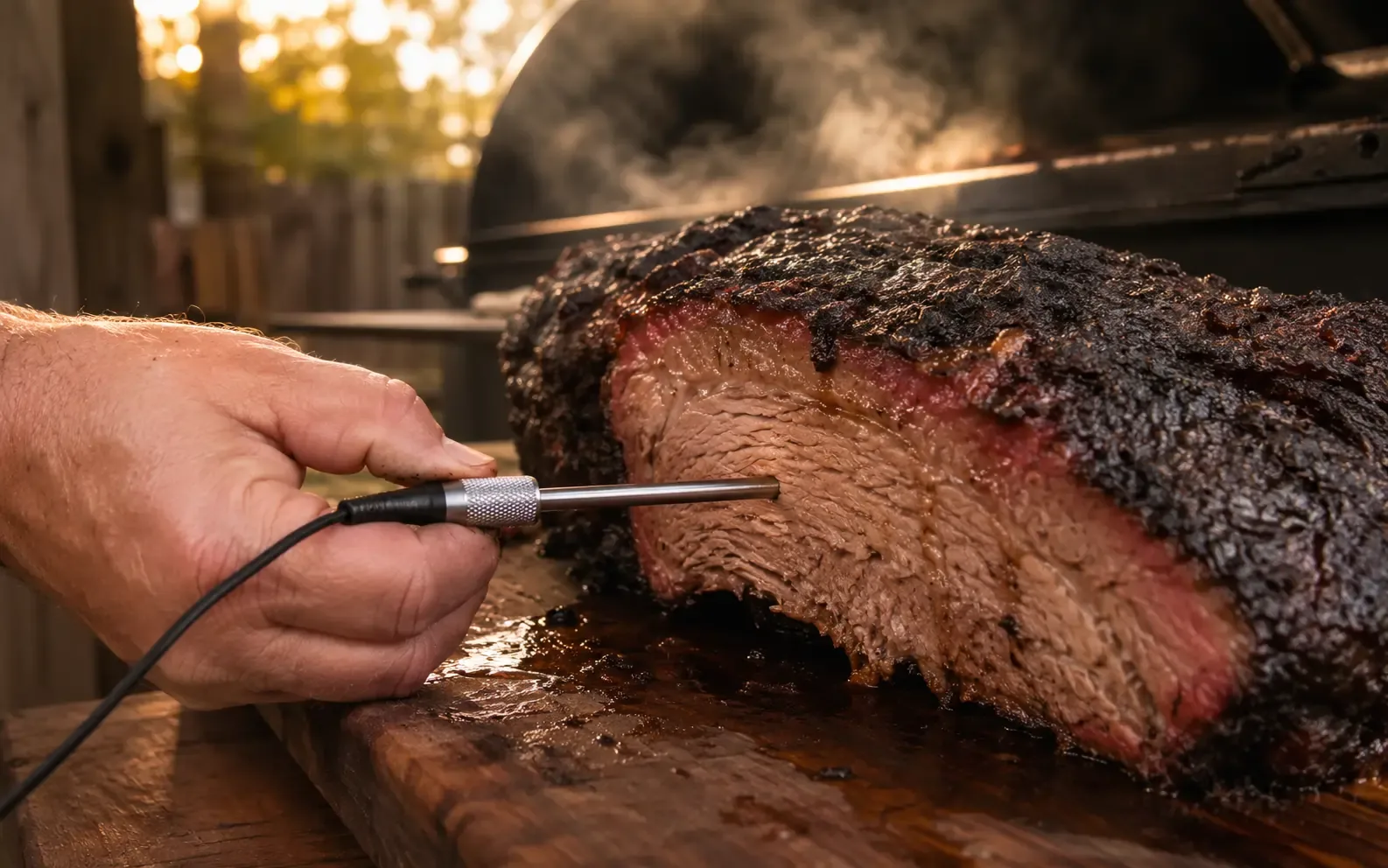 Probe used between rib bones to check tenderness