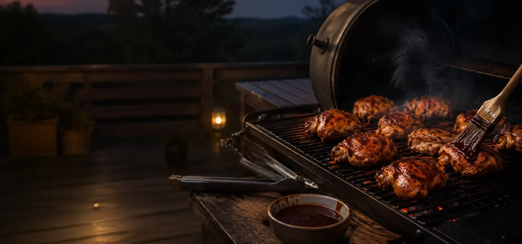 Smoked chicken thighs with crispy skin and clean smoke